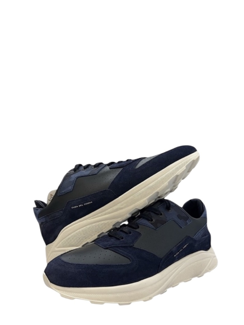 DUCA DEL COSMA - WHITE BLUE SUEDE ITALIAN GOLF EVOLUTION SNEAKERS